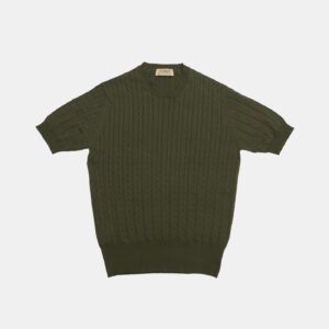 ‘Skipper’ Cable-Knit Tee Olive