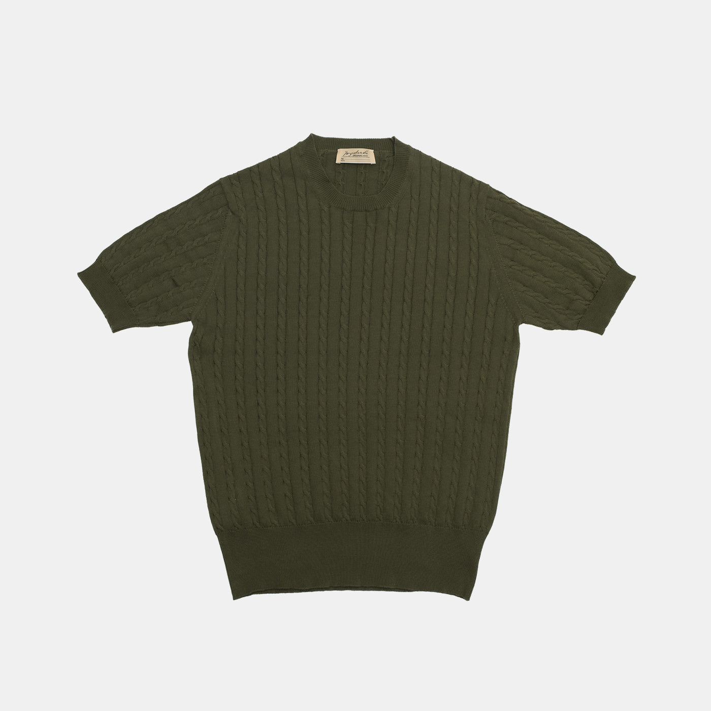 ‘Skipper’ Cable-Knit Tee Olive