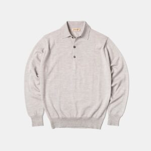 Merino Long-Sleeve Polo Argent