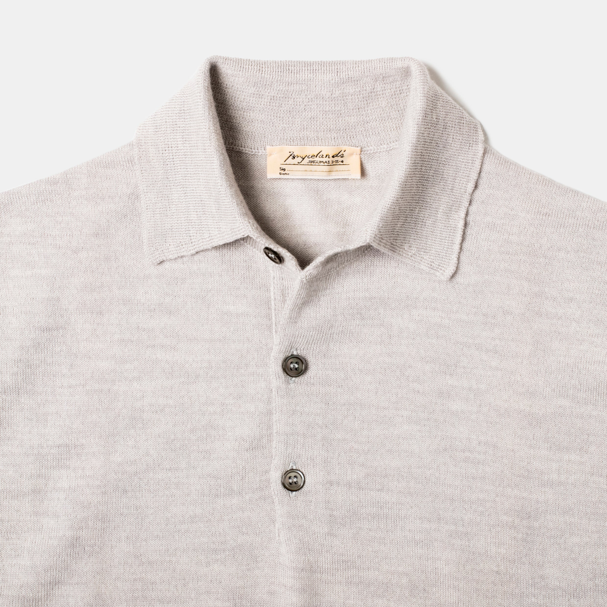 Merino Long-Sleeve Polo Argent - Image 2