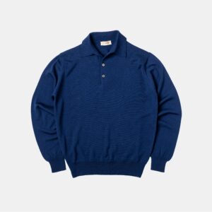 Merino Long-Sleeve Polo Blue
